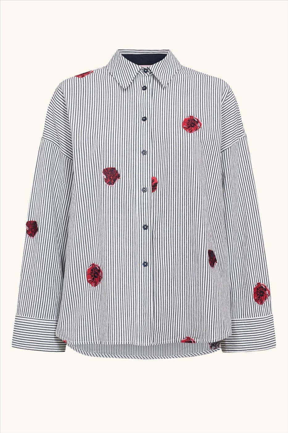Nümph - Donkerblauw-Witte Tillie blouse