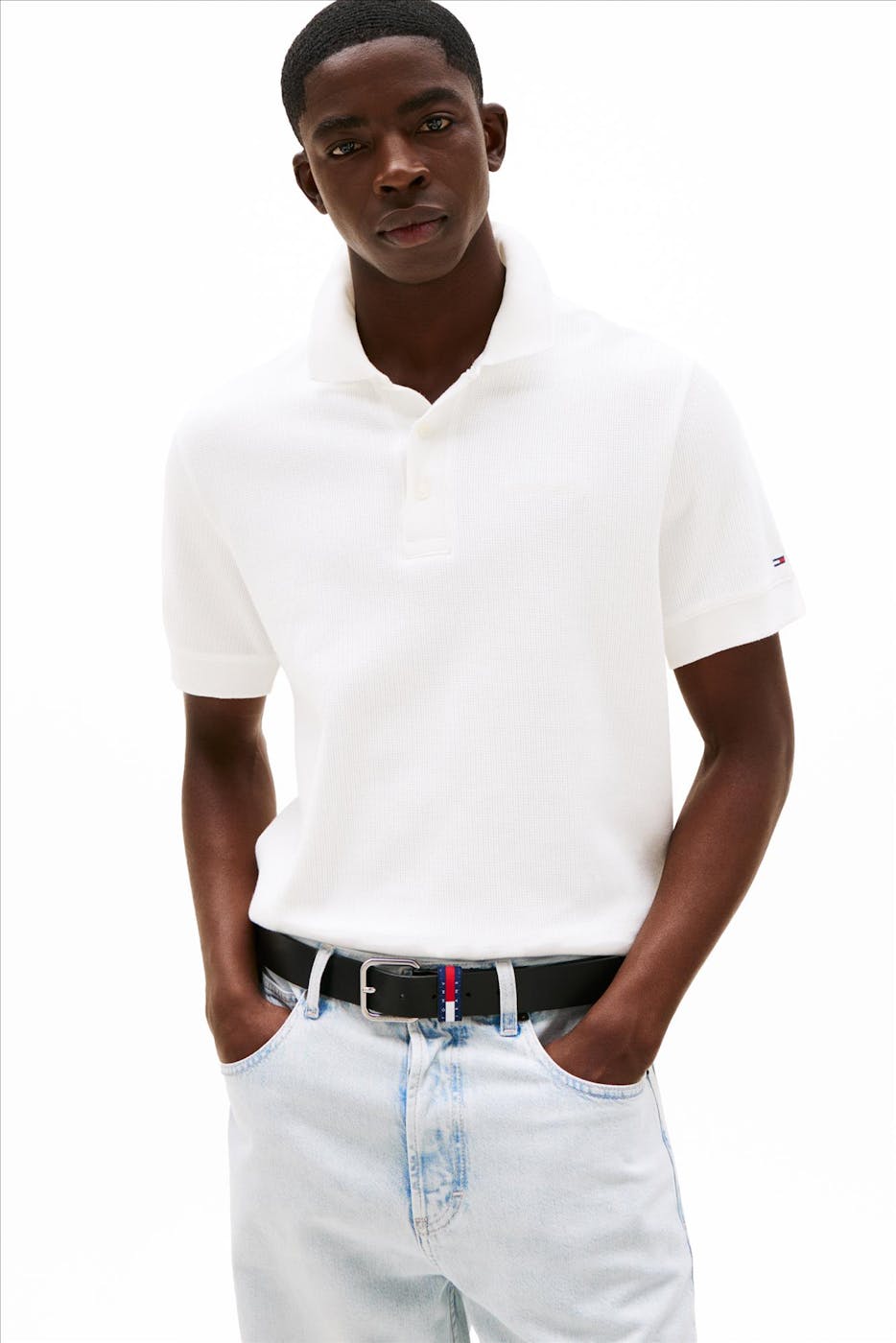 Tommy Jeans - Ecru Regular Waffle polo