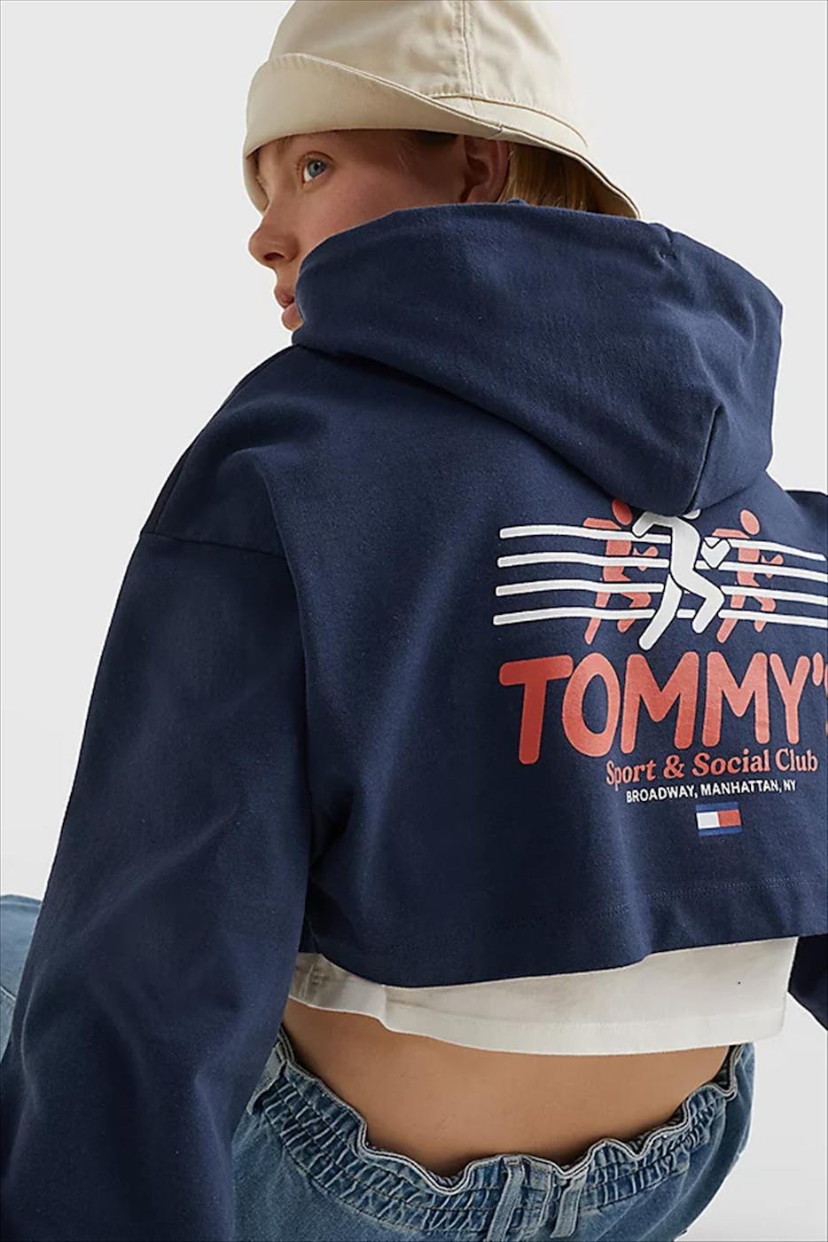 Tommy Jeans - Donkerblauwe Crop Sports Club hoodie
