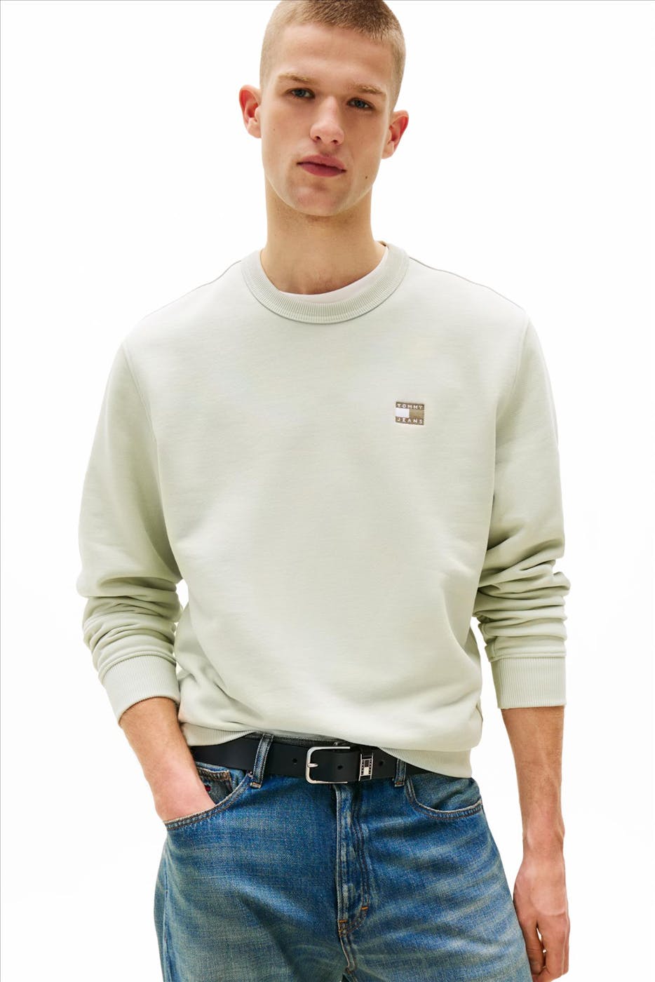 Tommy Jeans - Mintgroene Badge sweater