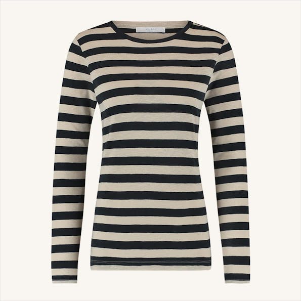 BY BAR - Beige-Donkerblauwe Big Stripe longsleeve