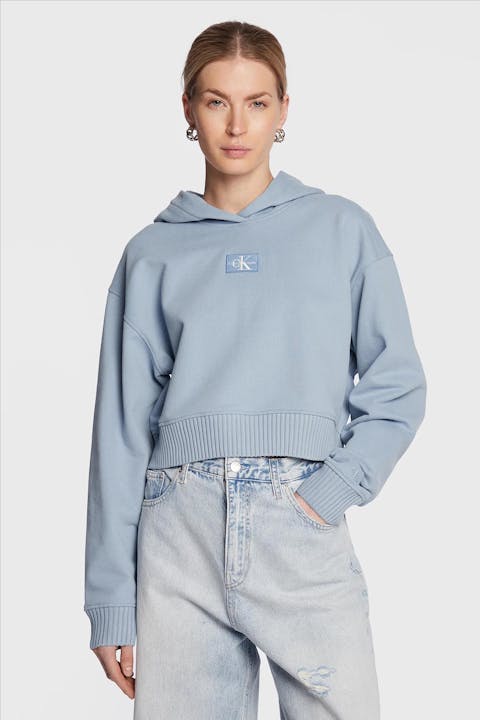 Calvin Klein Jeans - Lichtblauwe Crop Logo Badge hoodie