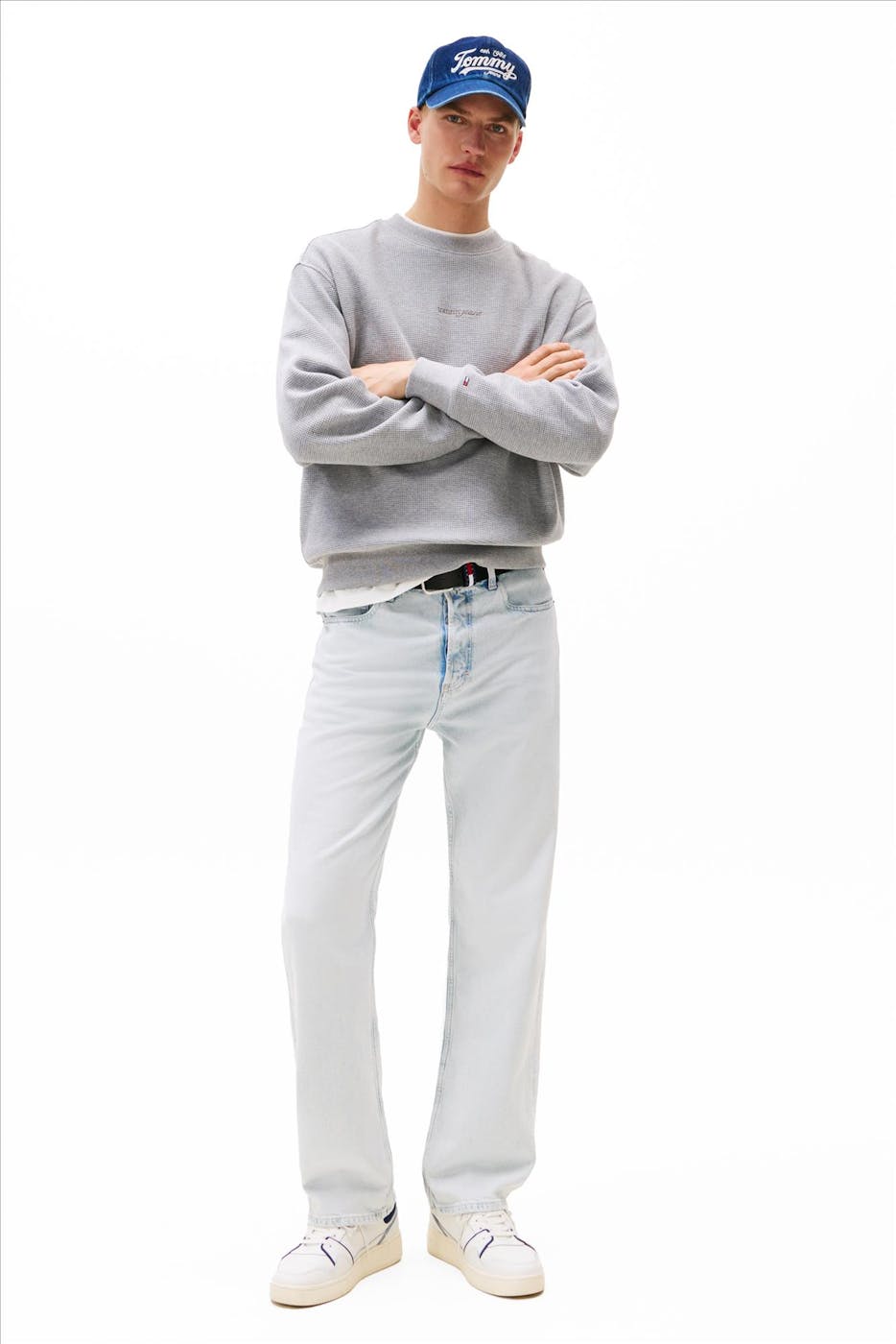 Tommy Jeans - Grijze Waffle Script sweater