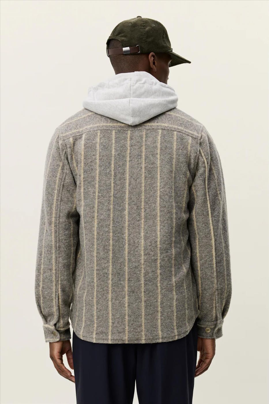 LES DEUX - Grijze Lennon Wool Pinstripe overshirt