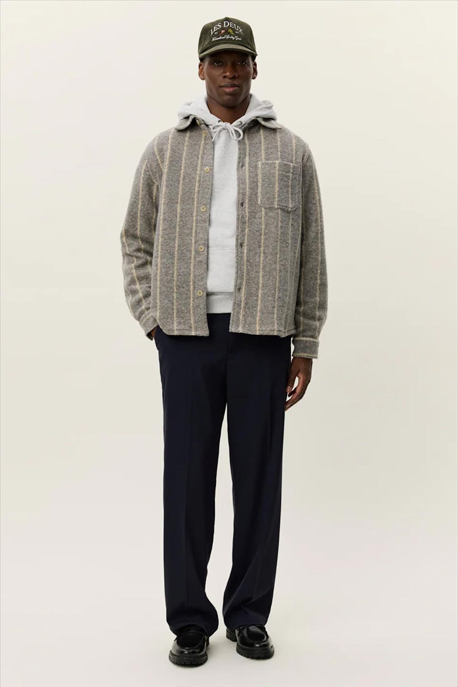LES DEUX - Grijze Lennon Wool Pinstripe overshirt