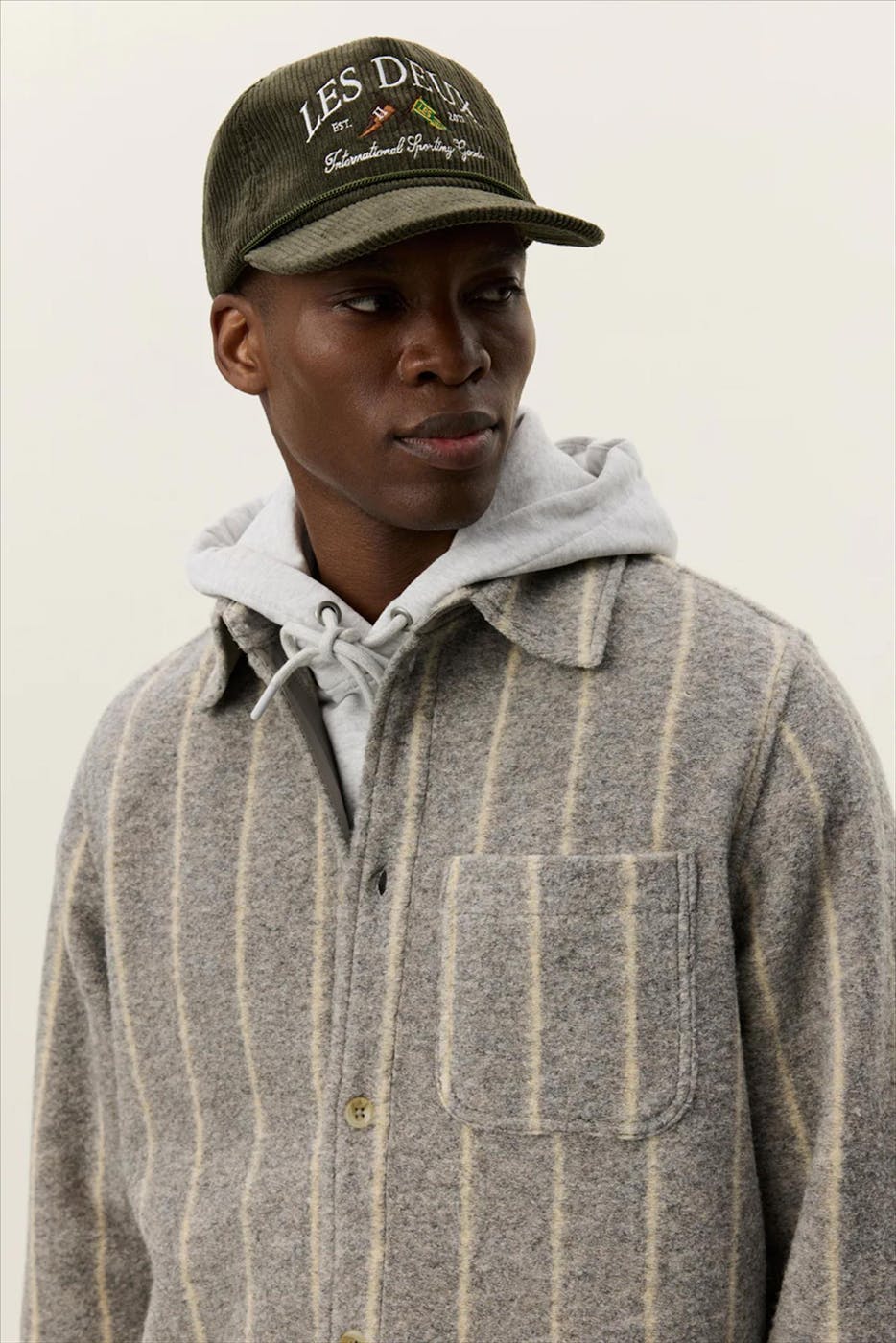 LES DEUX - Grijze Lennon Wool Pinstripe overshirt