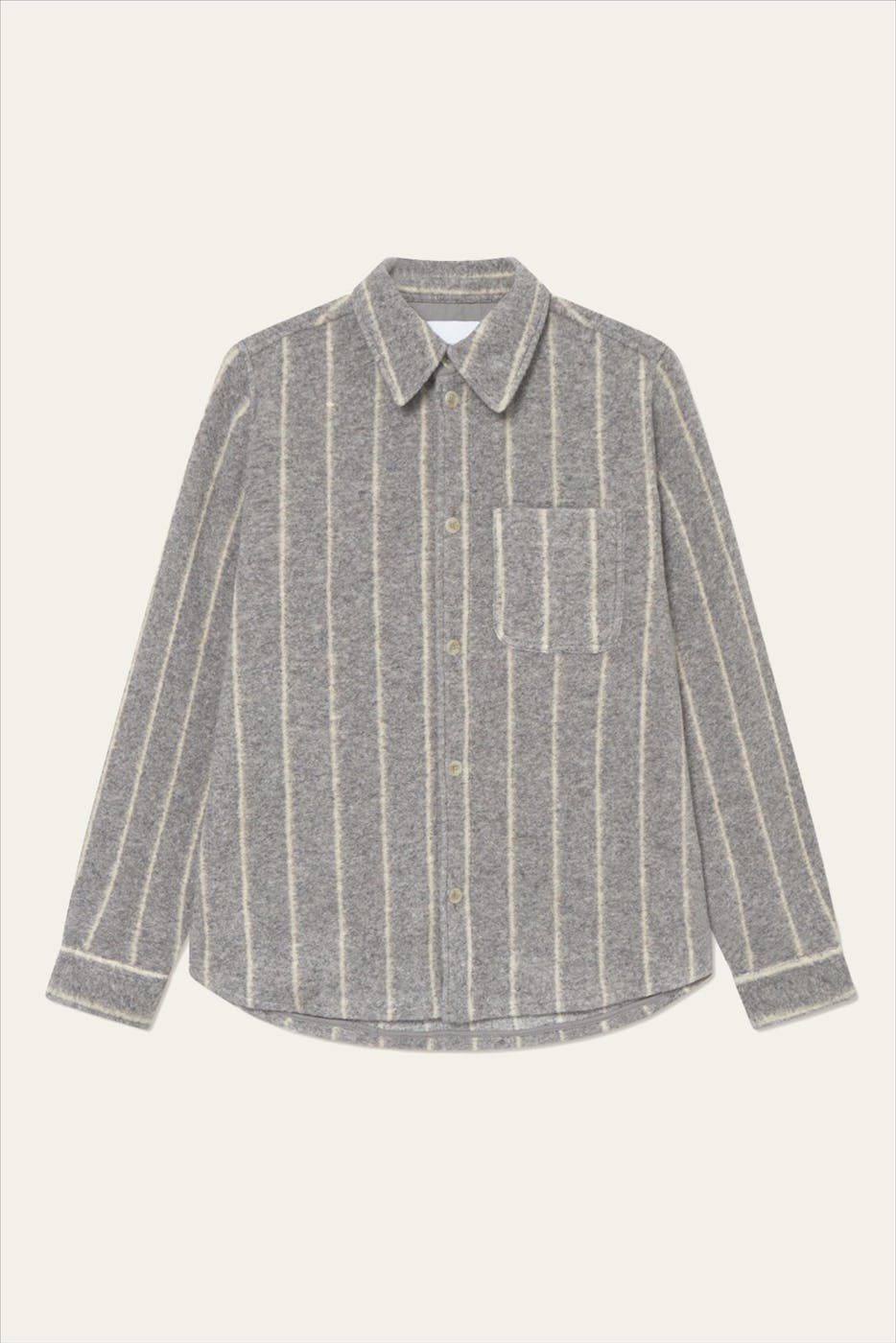 LES DEUX - Grijze Lennon Wool Pinstripe overshirt