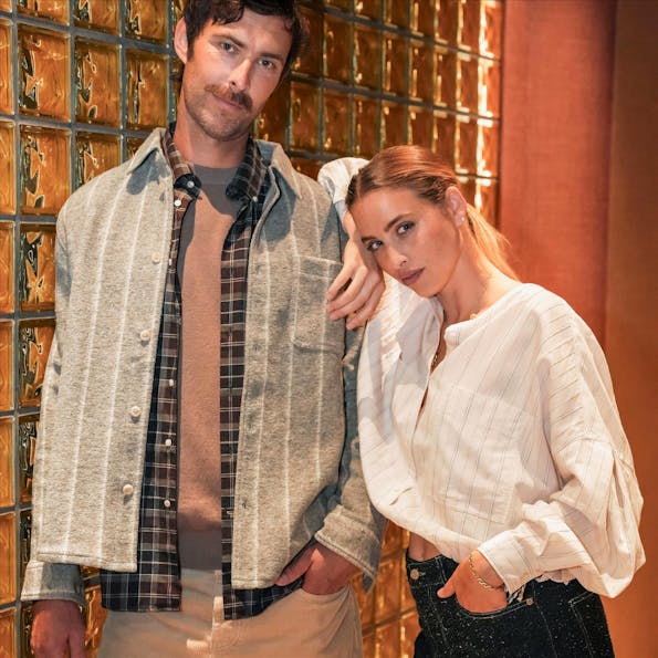 LES DEUX - Grijze Lennon Wool Pinstripe hemdjas
