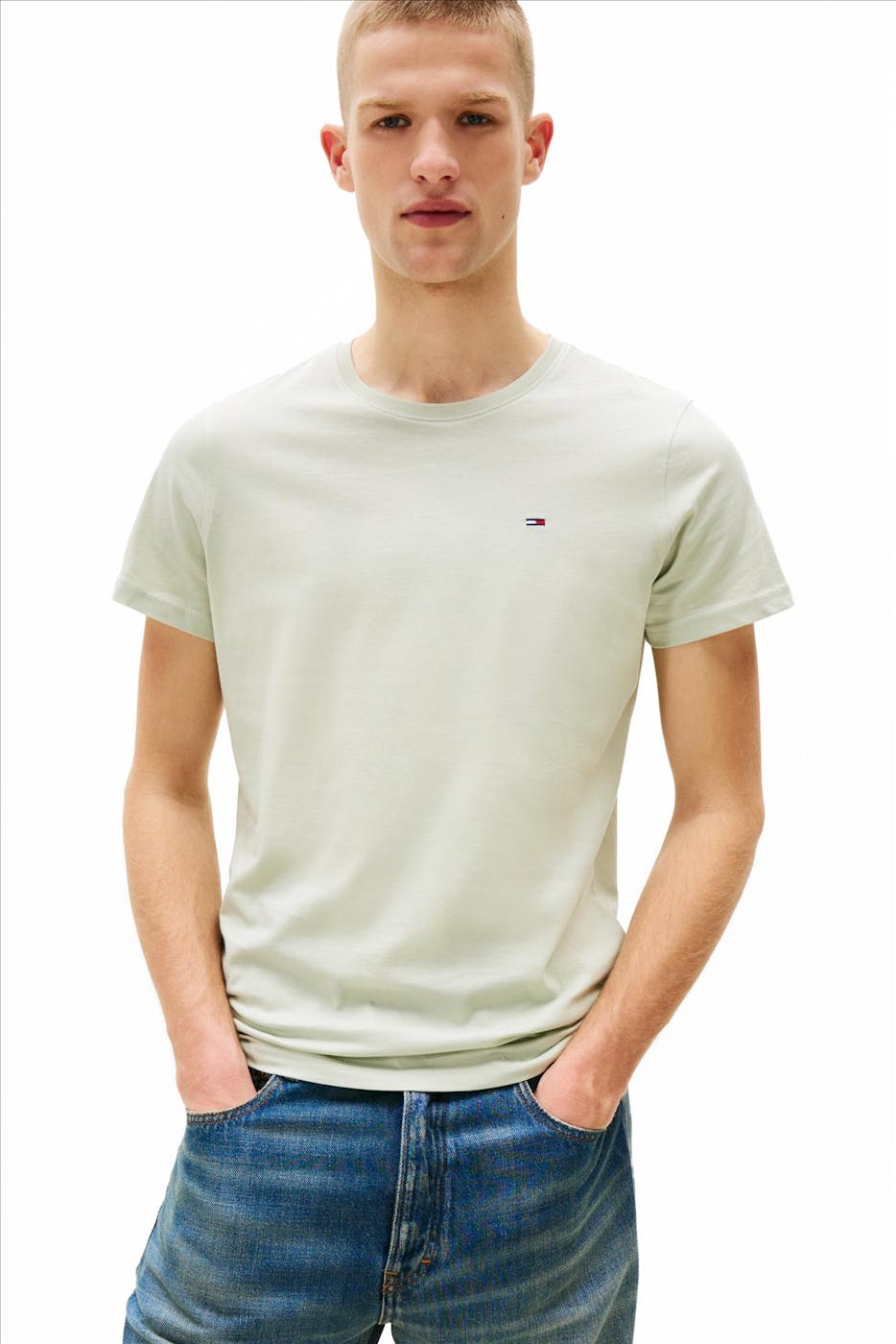 Tommy Jeans - Mintgroene Jersey slim T-shirt