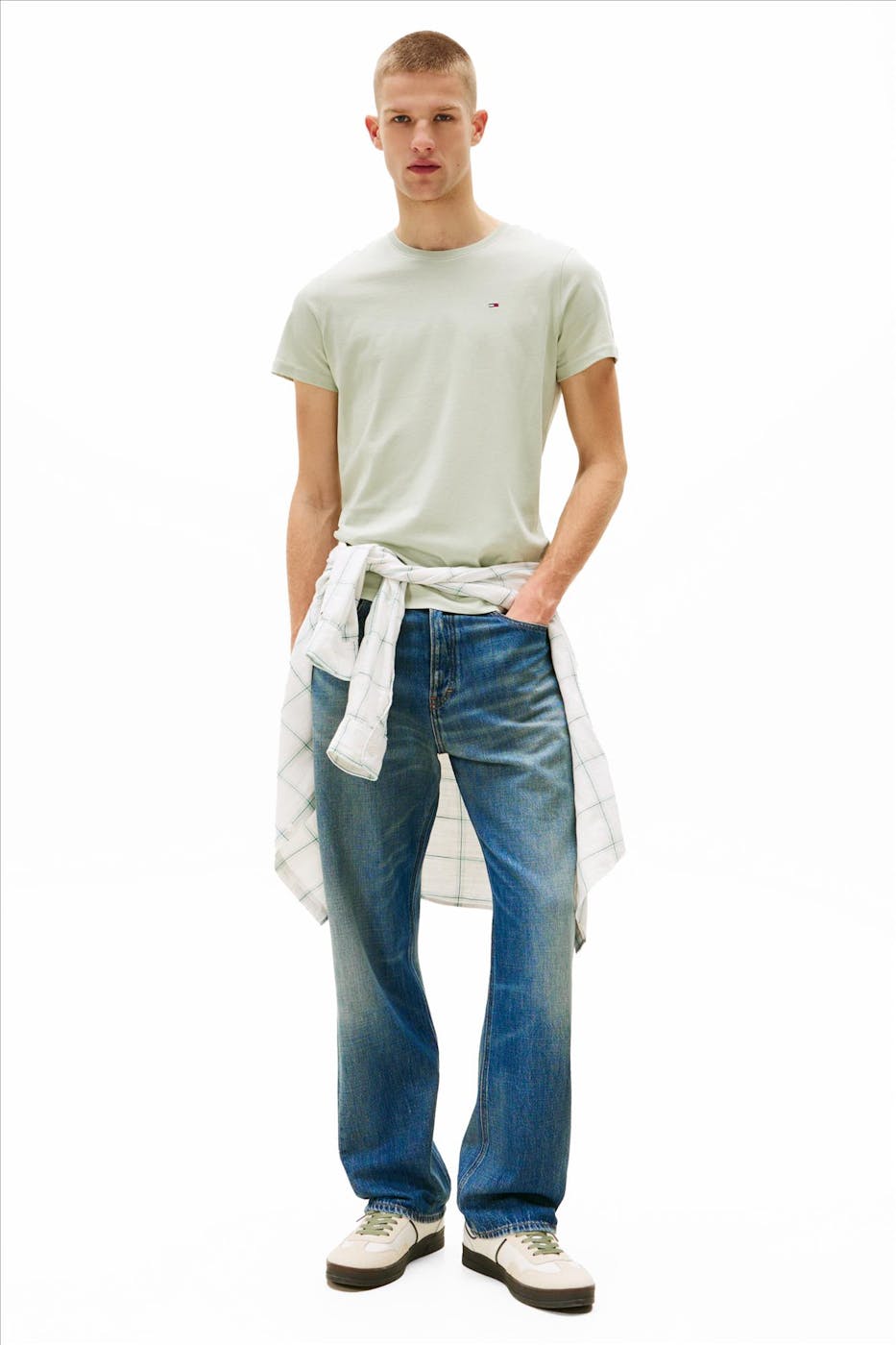 Tommy Jeans - Mintgroene Jersey slim T-shirt