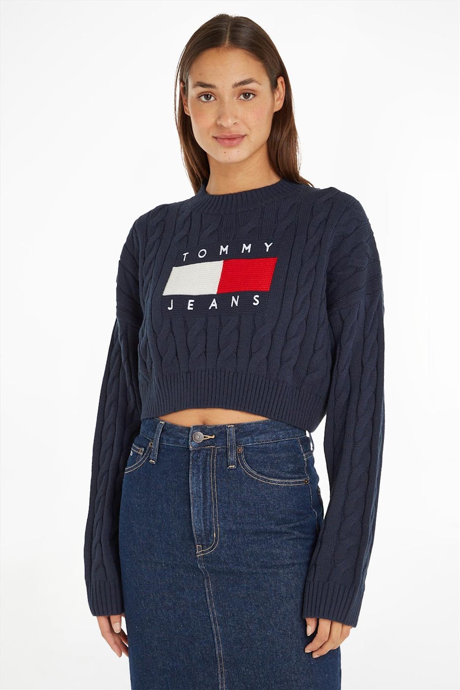Tommy Jeans - Donkerblauwe Center Flag trui