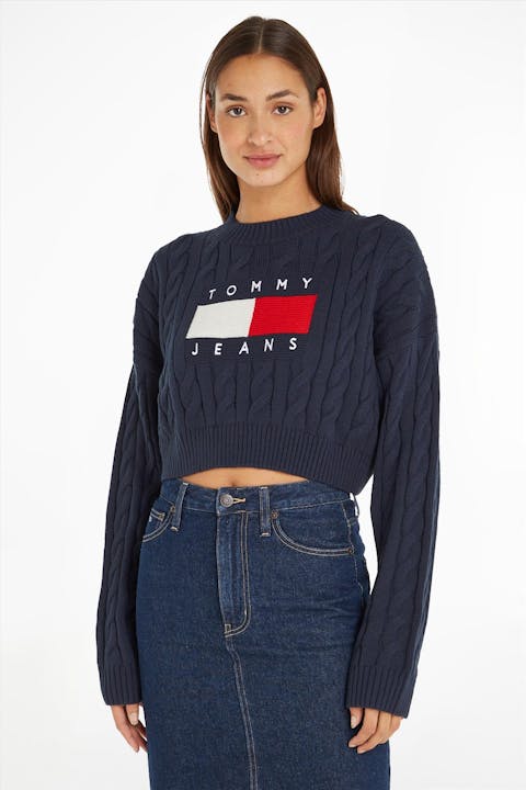 Tommy Jeans - Donkerblauwe Center Flag trui
