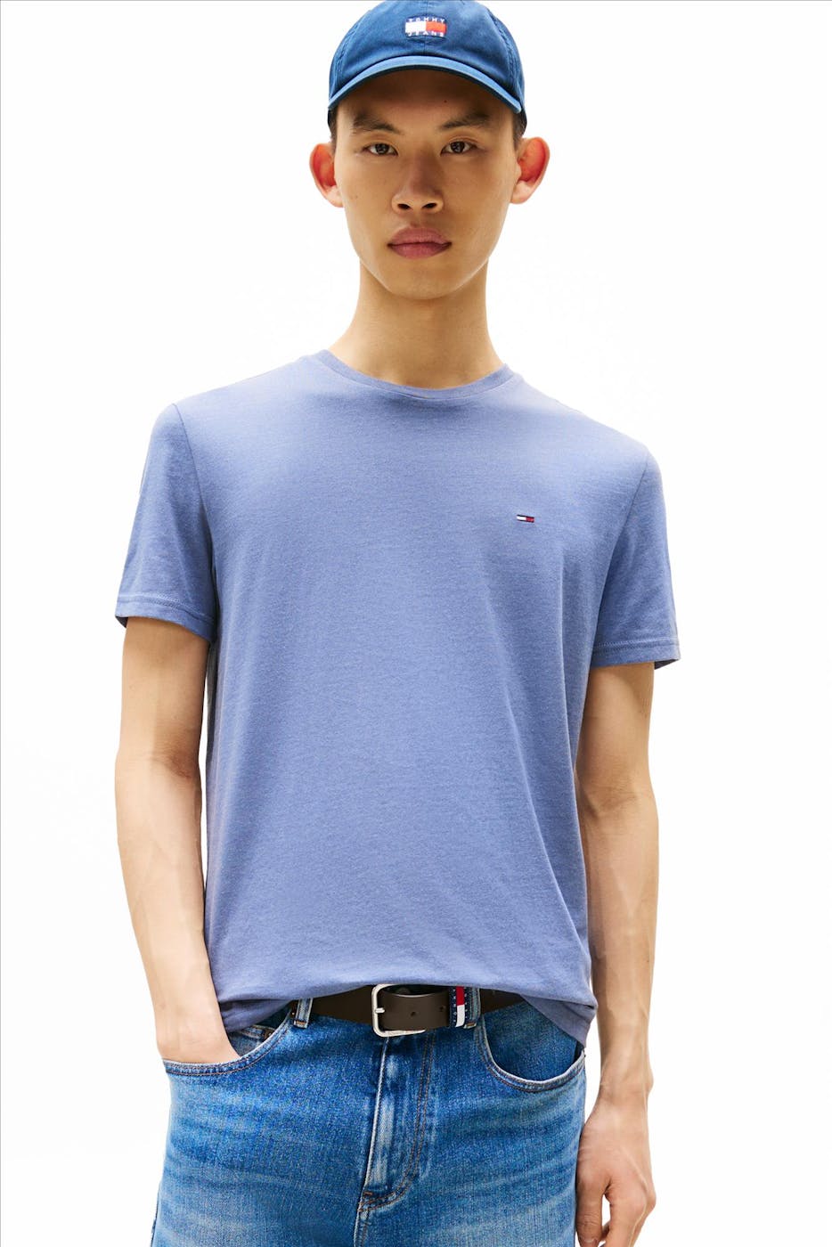 Tommy Jeans - Grijsblauwe Jaspe slim T-shirt