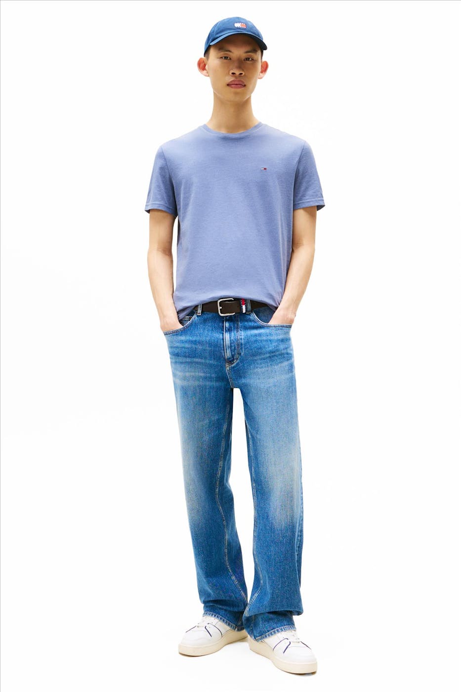 Tommy Jeans - Grijsblauwe Jaspe slim T-shirt