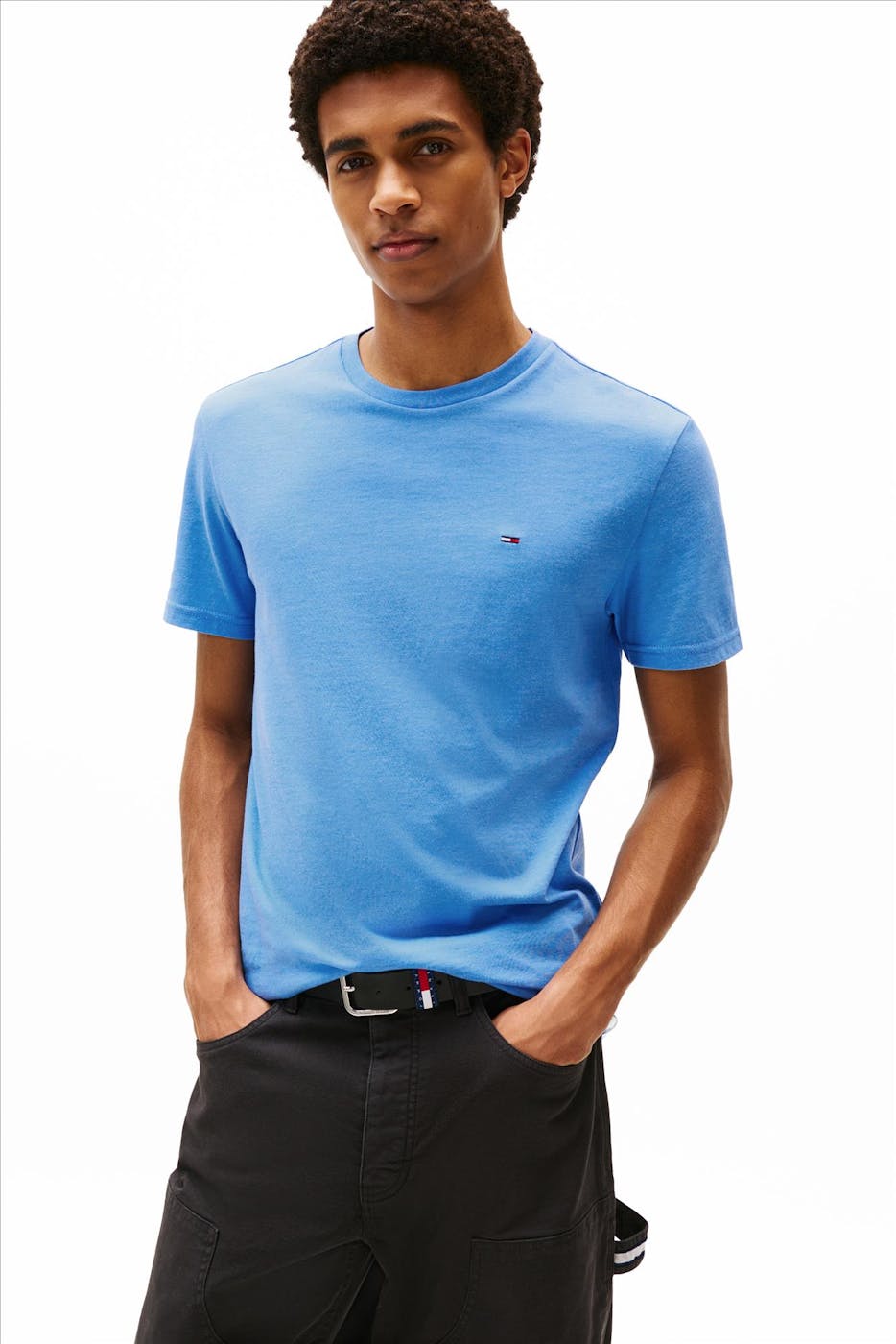 Tommy Jeans - Blauwe Jaspe slim T-shirt