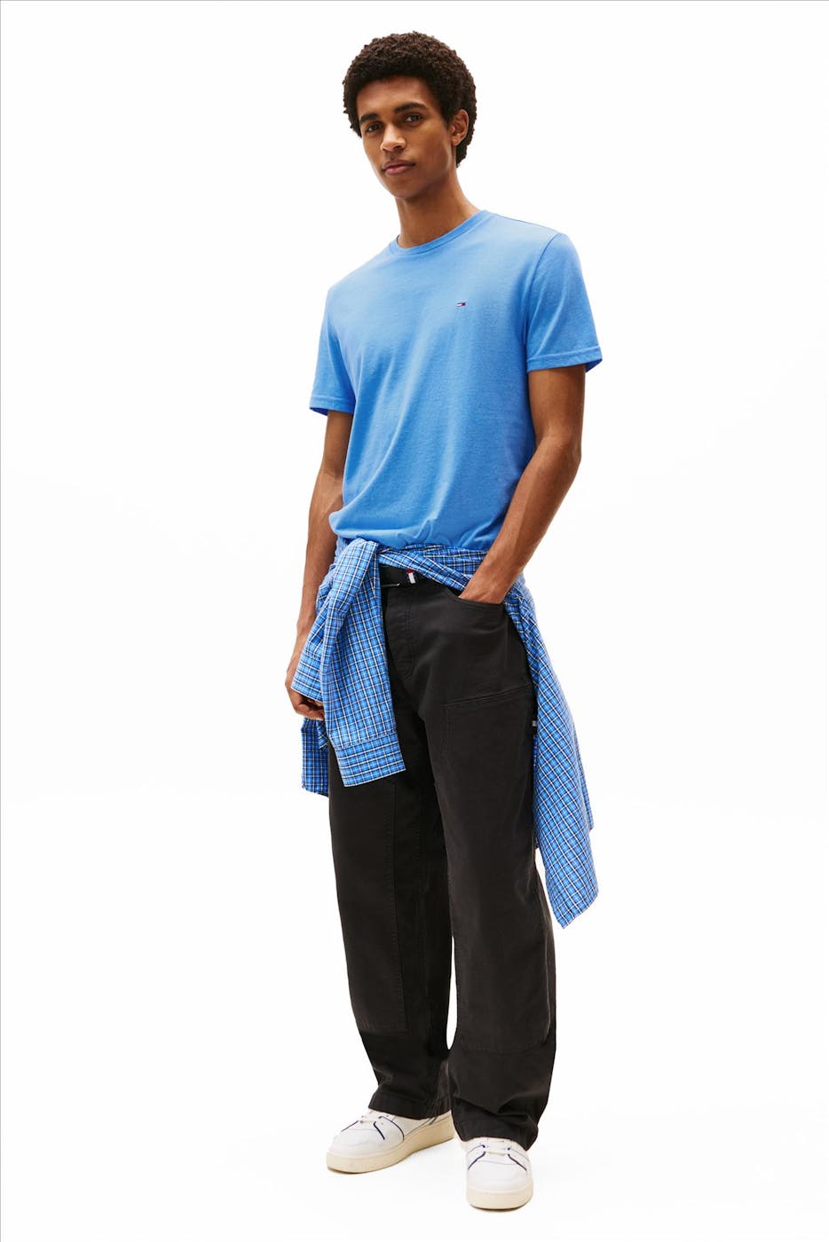 Tommy Jeans - Blauwe Jaspe slim T-shirt