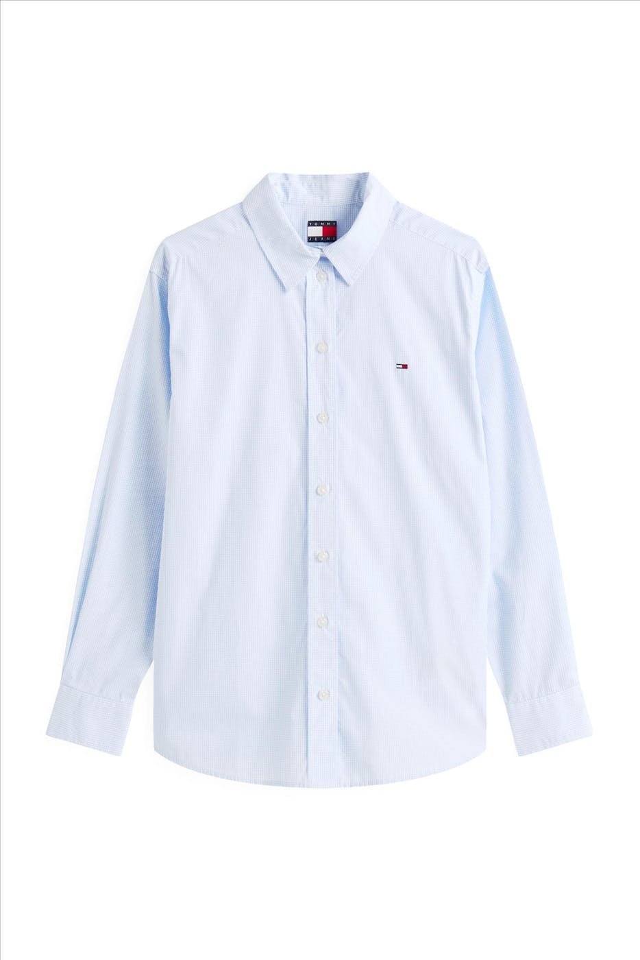 Tommy Jeans - Lichtblauwe Micro Gingham blouse