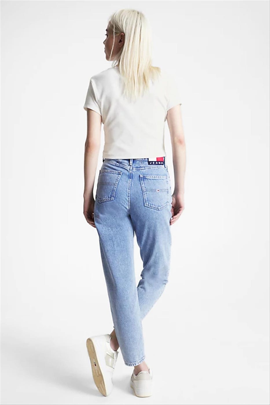Tommy Jeans - Witte Cropped Essential Rib T-shirt