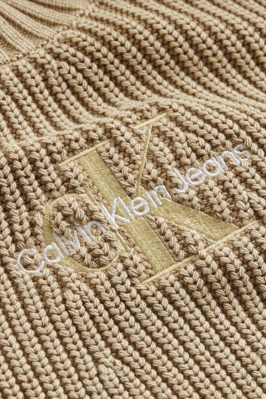 Calvin Klein Jeans - Beige Knitted Logo trui