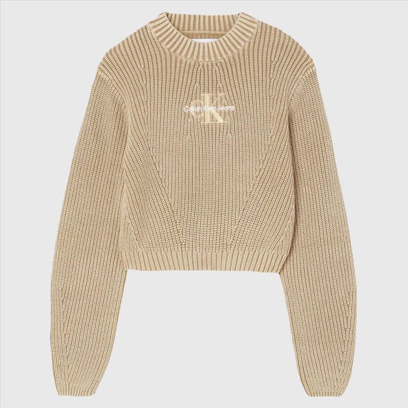 Calvin Klein Jeans - Beige Knitted Logo trui