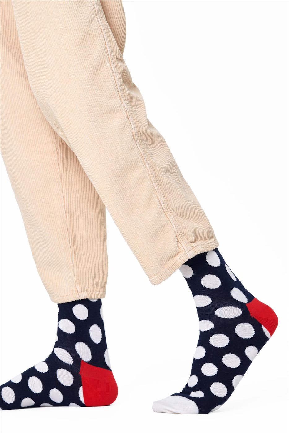 Happy Socks - Donkerblauw-wit-rode Big Dot Crew sokken, maat: 36-40
