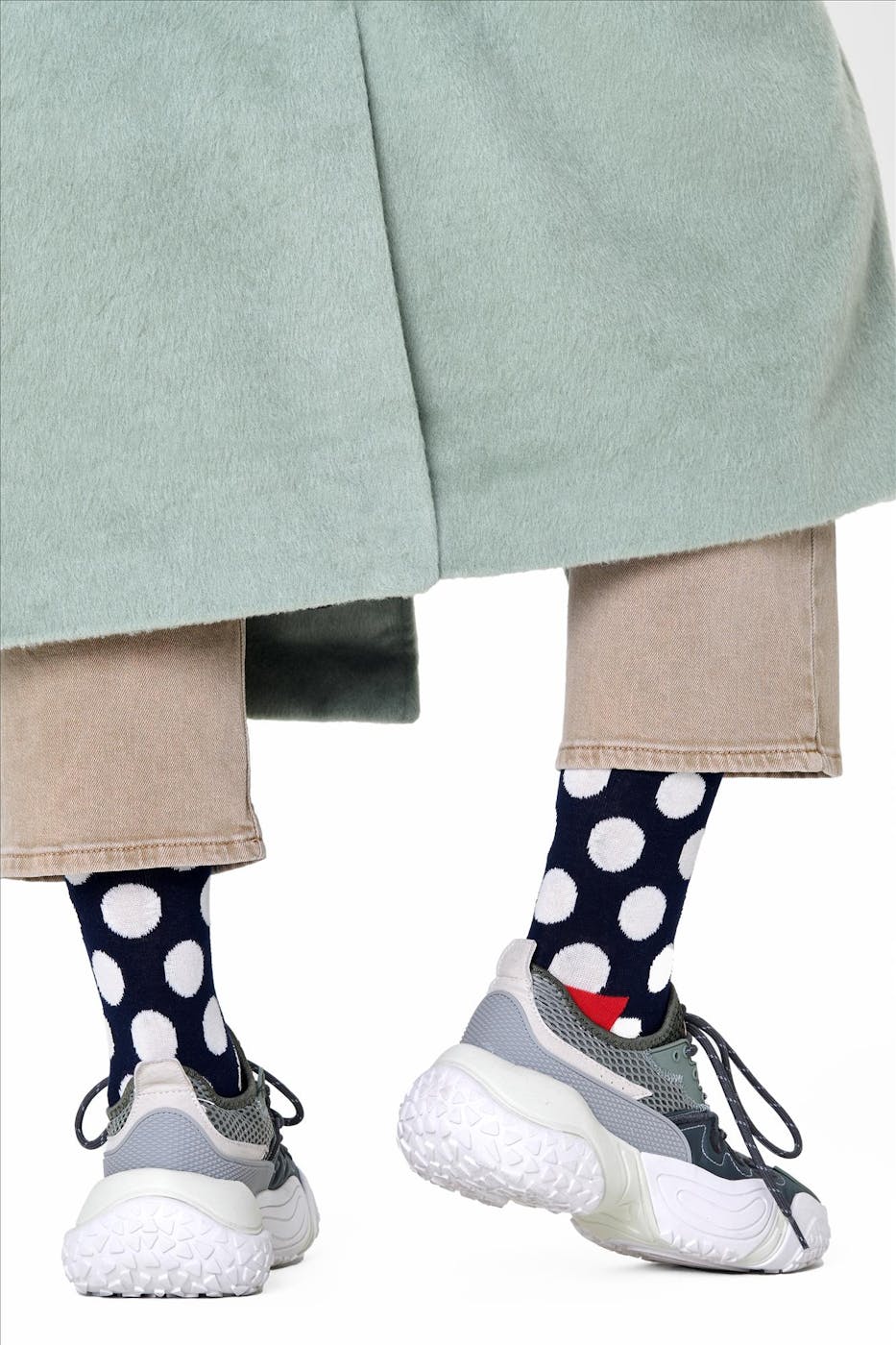 Happy Socks - Donkerblauw-wit-rode Big Dot Crew sokken, maat: 36-40