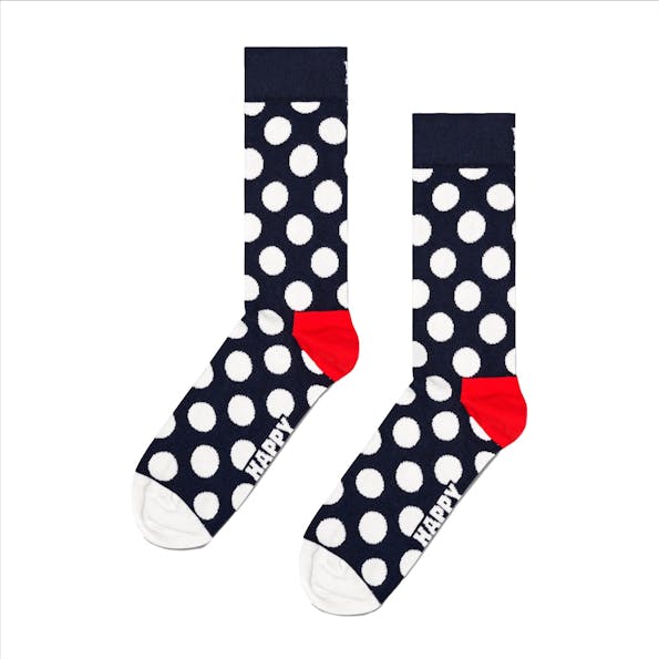 Happy Socks - Donkerblauw-wit-rode Big Dot Crew sokken, maat: 36-40
