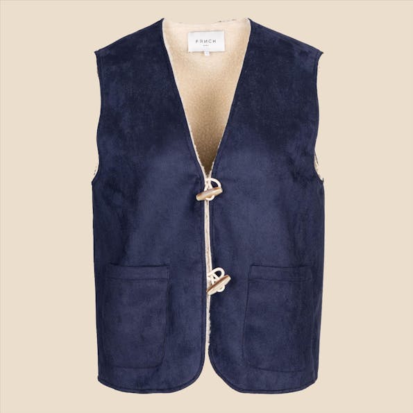 FRNCH - Donkerblauw-wollen Banel gilet