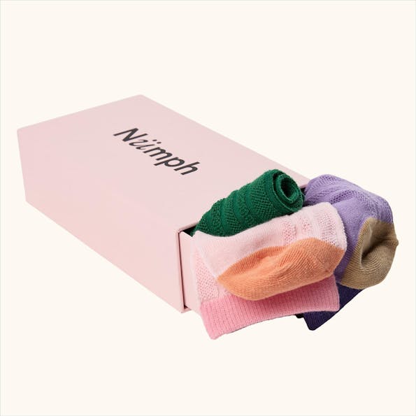 Nümph - Roze-Paarse-Groene Nuwest 3-pack sokken