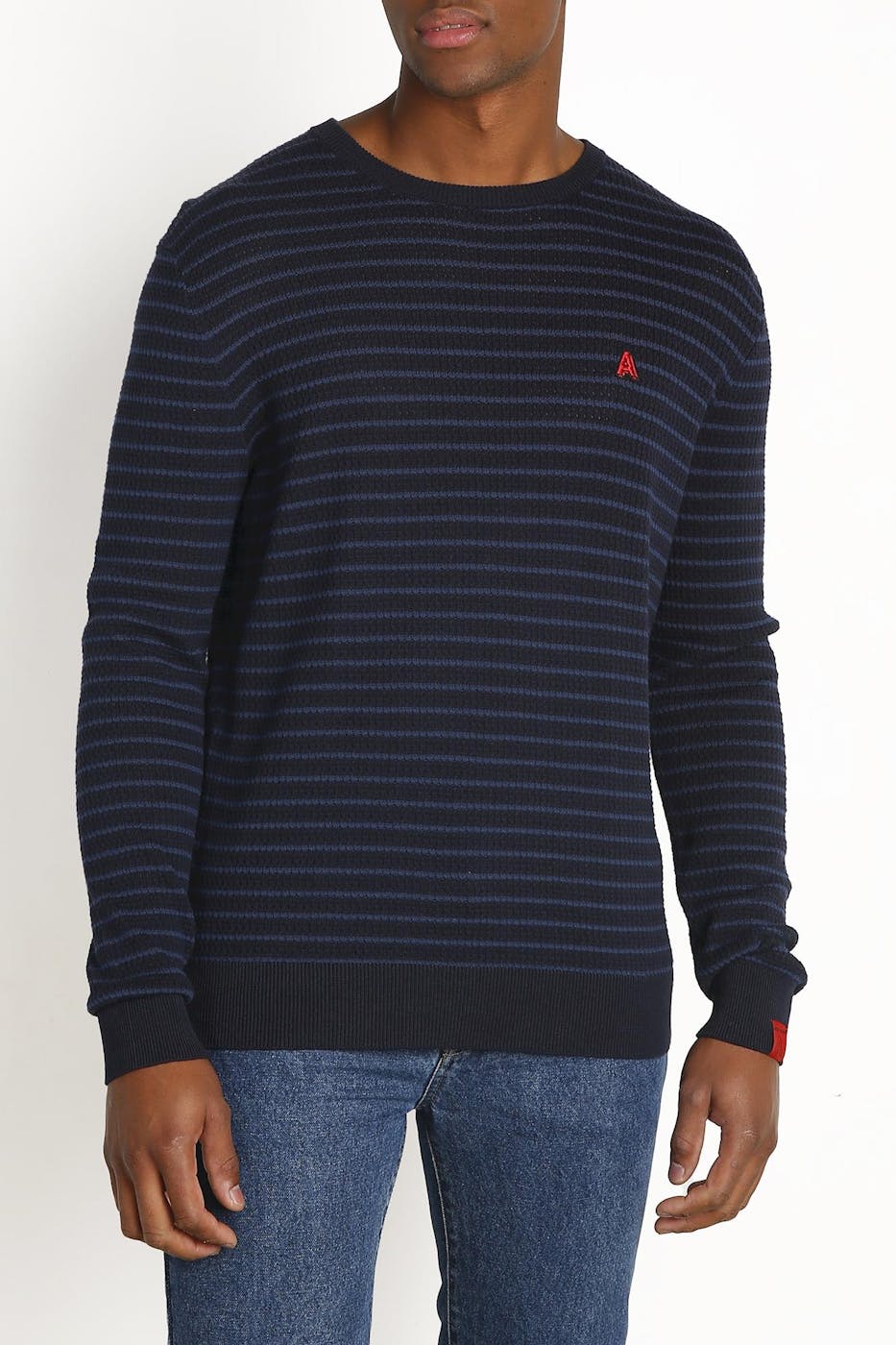 Antwrp - Donkerblauwe Striped Logo trui