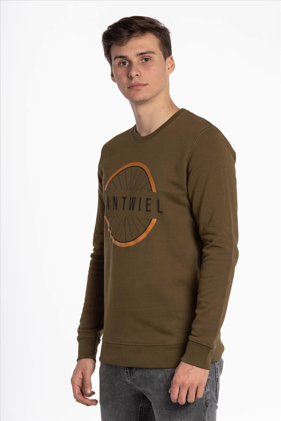 Brooklyn - Intwiel Khaki Logo Wiel sweater