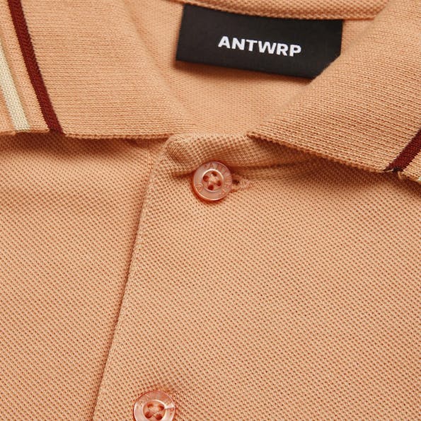 Antwrp - Perzik Oranje Classic Stripe Detail polo