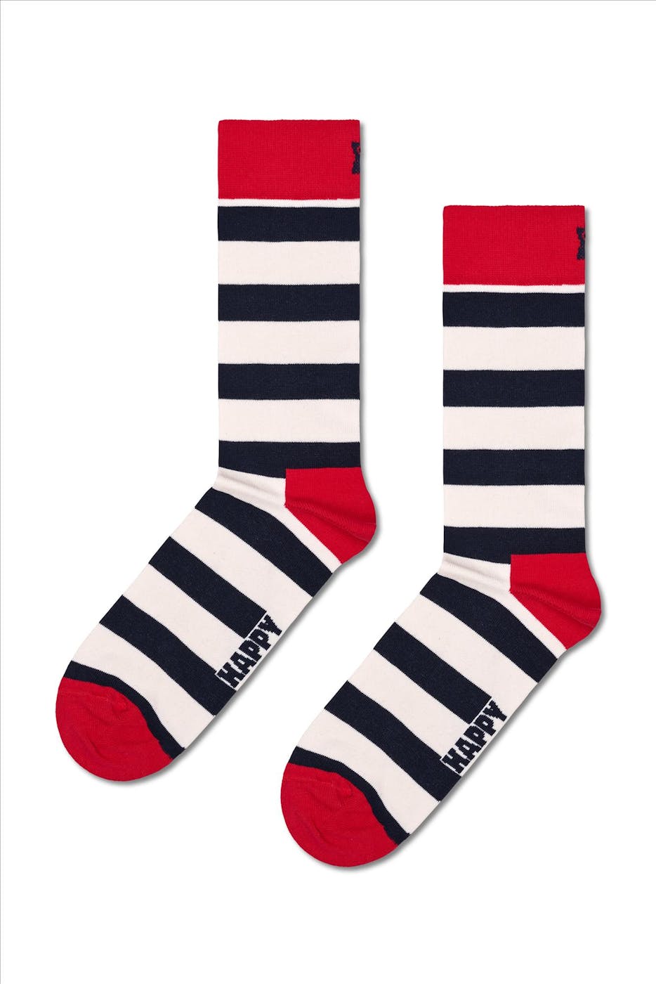 Happy Socks - Ecru-donkerblauw-rode Stripe sokken, maat: 36-40