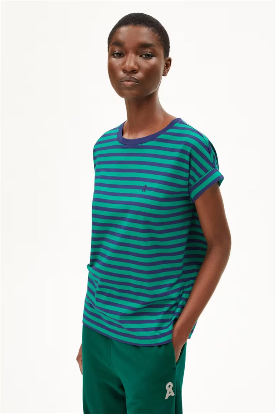 Armed Angels - Groen-Blauwe Idaara T-shirt