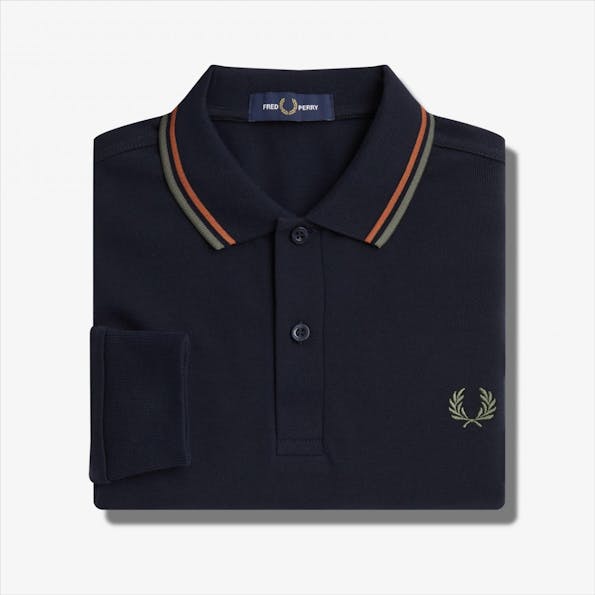 Fred Perry - Donkerblauw-Kaki Twin Tipped polo
