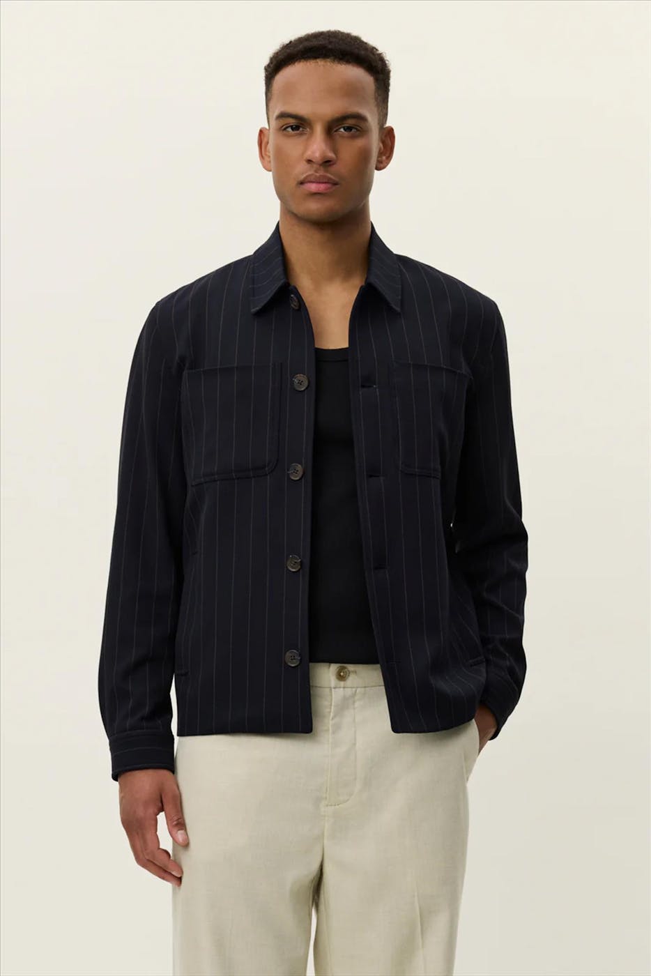 LES DEUX - Donkerblauw Marseille Pinstripe vestje