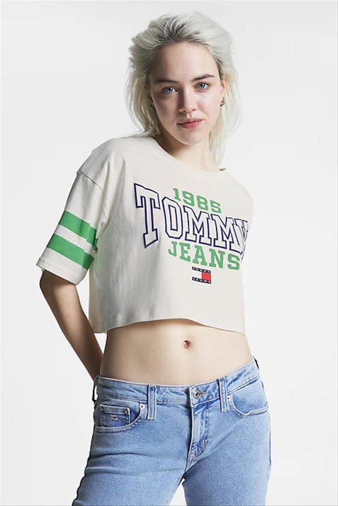 Tommy Jeans - Ecru Cropped College T-shirt
