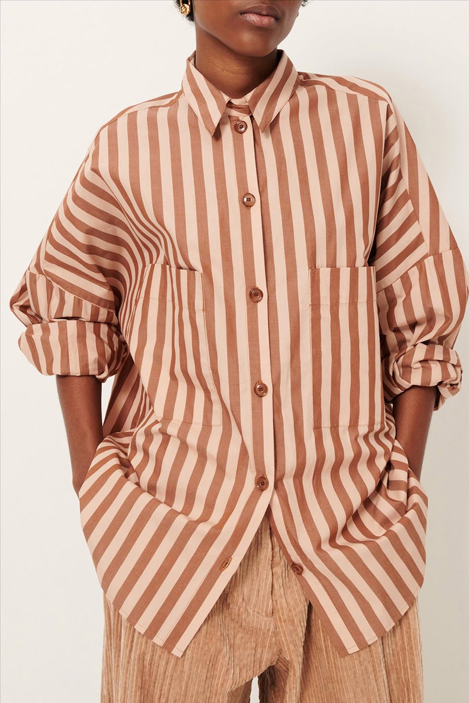 Sessùn - Lichtoranje-Bruine Fontania blouse
