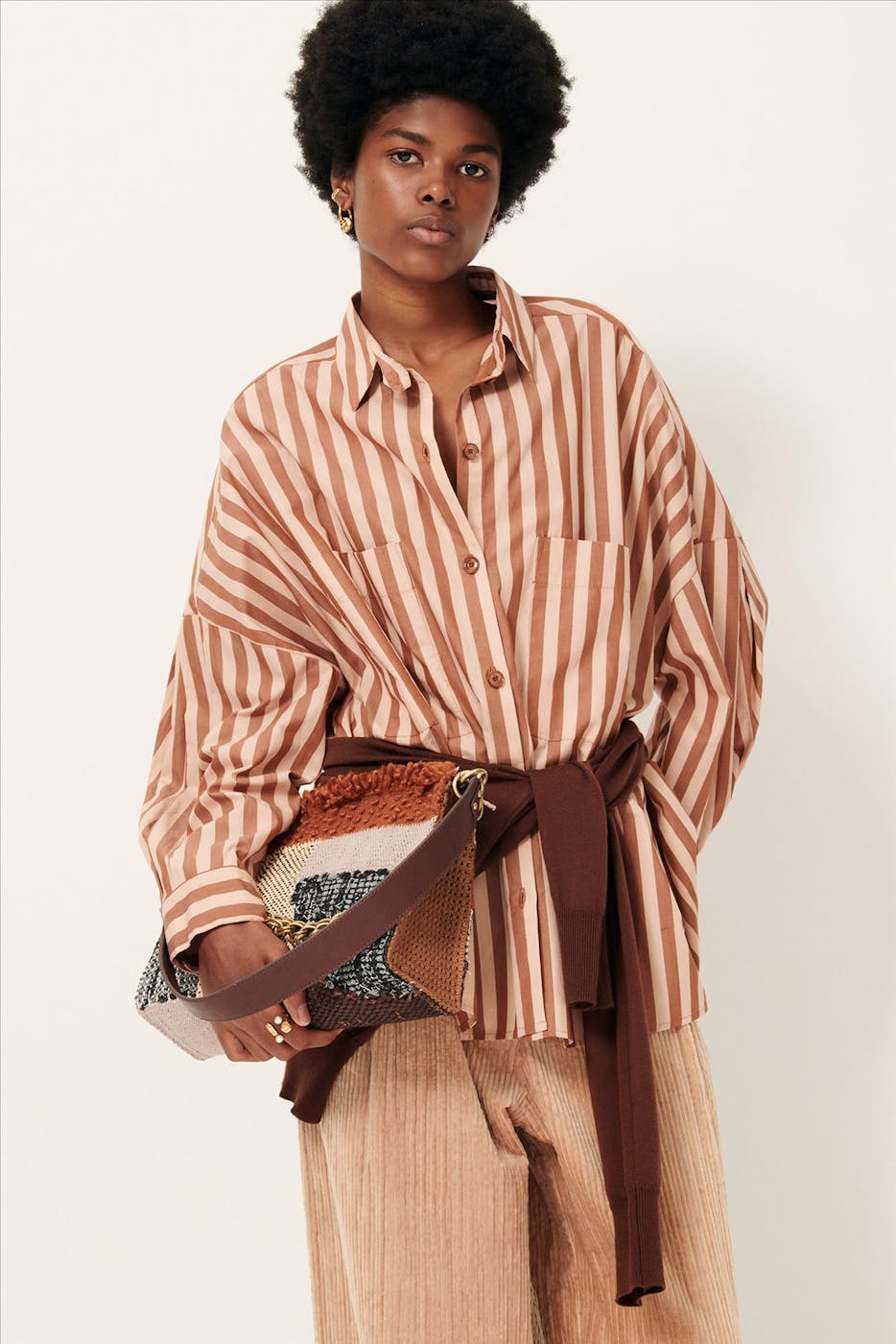 Sessùn - Lichtoranje-Bruine Fontania blouse