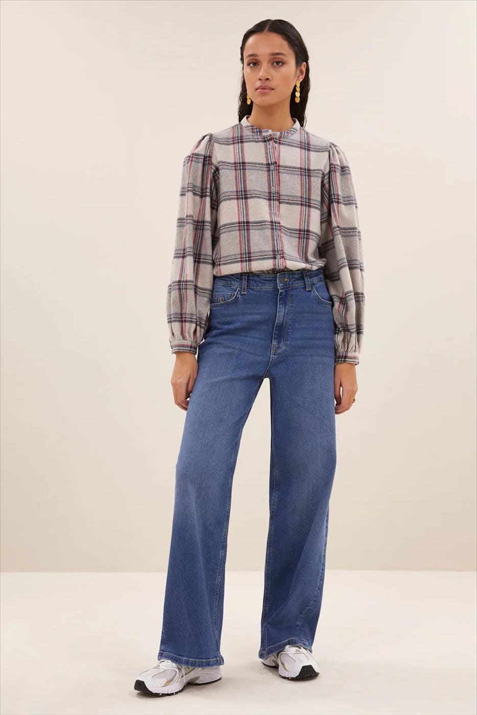 BY BAR - Beige Day Check blouse