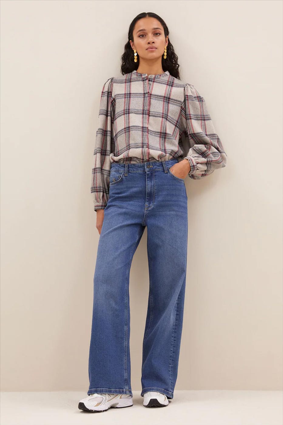BY BAR - Beige Day Check blouse