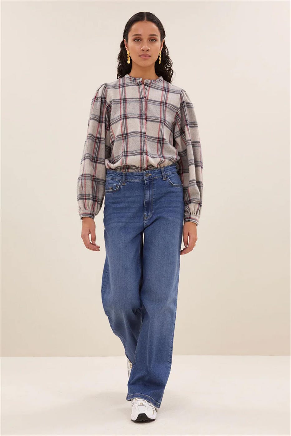 BY BAR - Beige Day Check blouse