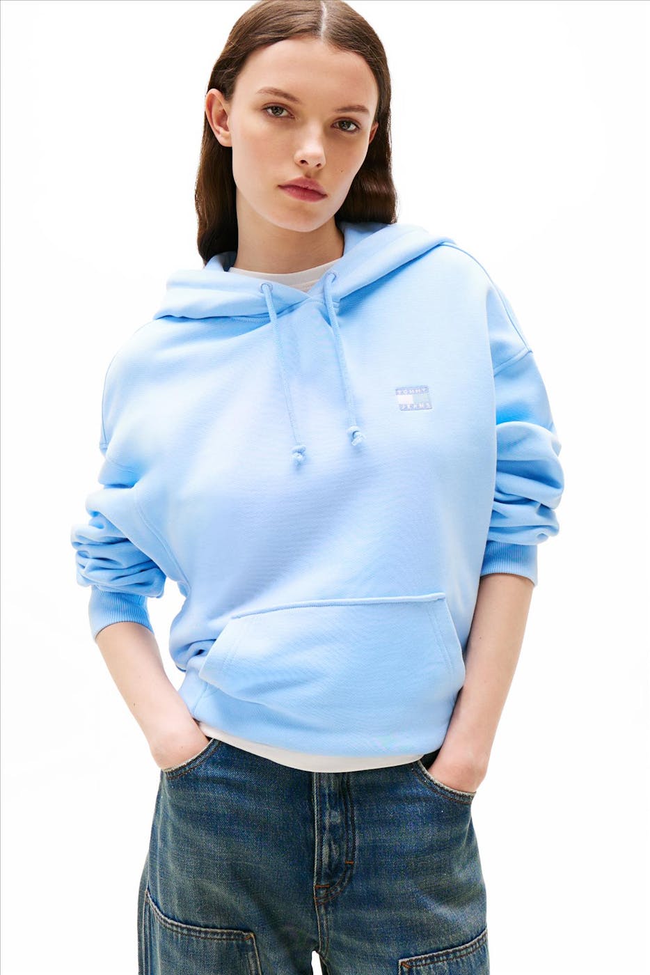 Tommy Jeans - Lichtblauwe Powdery Badge hoodie
