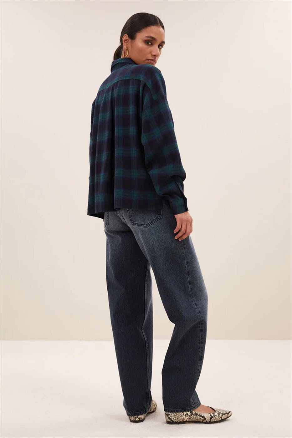 BY BAR - Donkerblauw-Groene Jada Check blouse