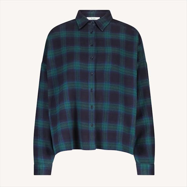 BY BAR - Donkerblauw-Groene Jada Check blouse