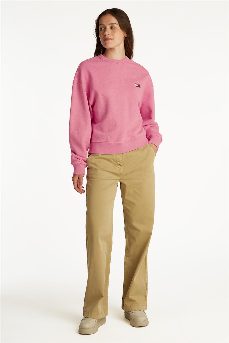 Tommy Jeans - Roze Badge sweater