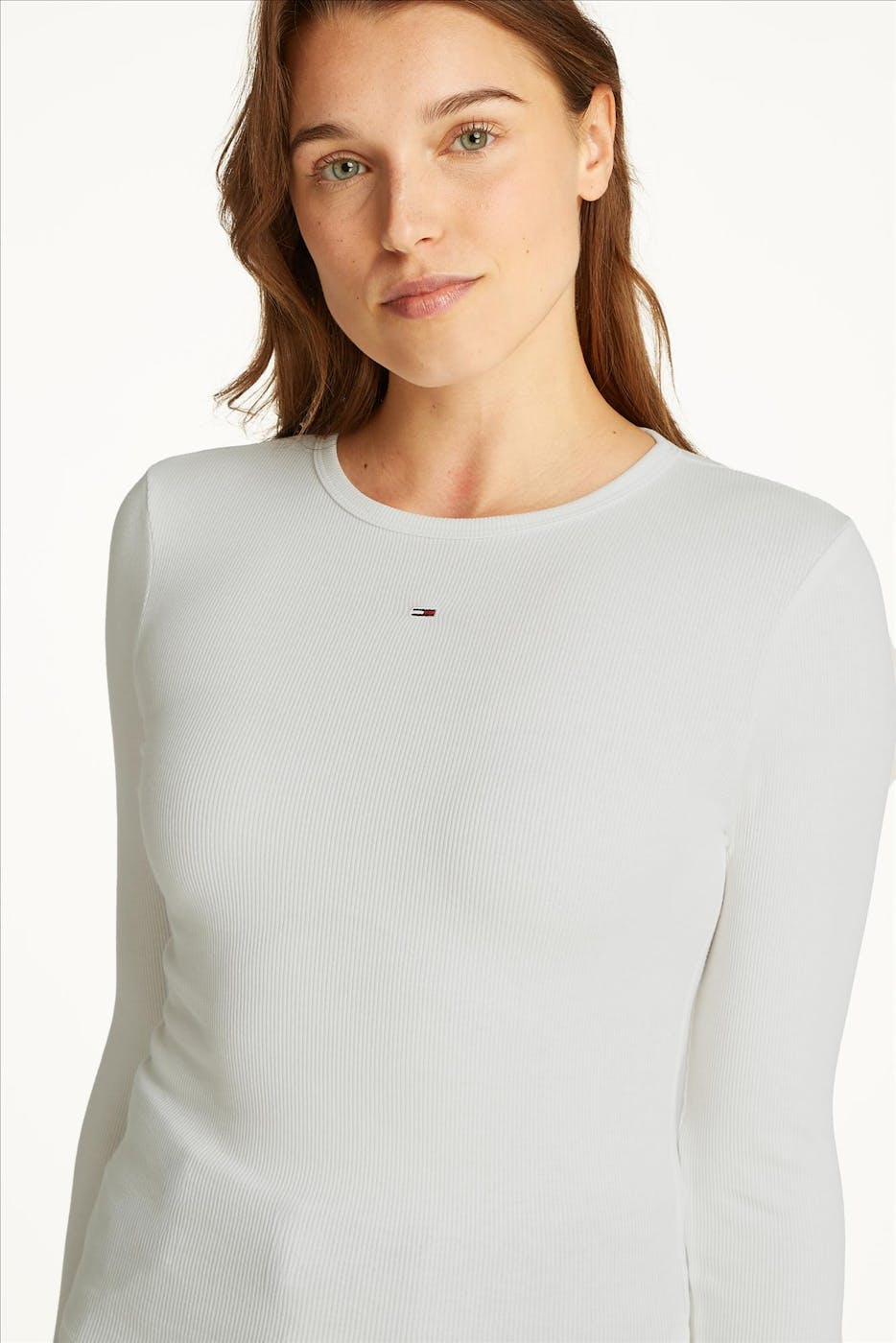 Tommy Jeans - Witte Essential Rib longsleeve