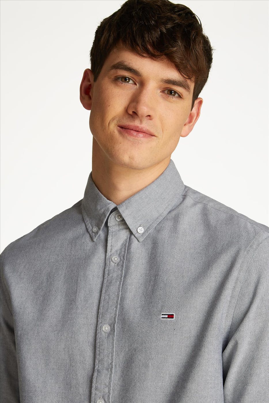 Tommy Jeans - Donkerblauw-Ecru Oxford hemd