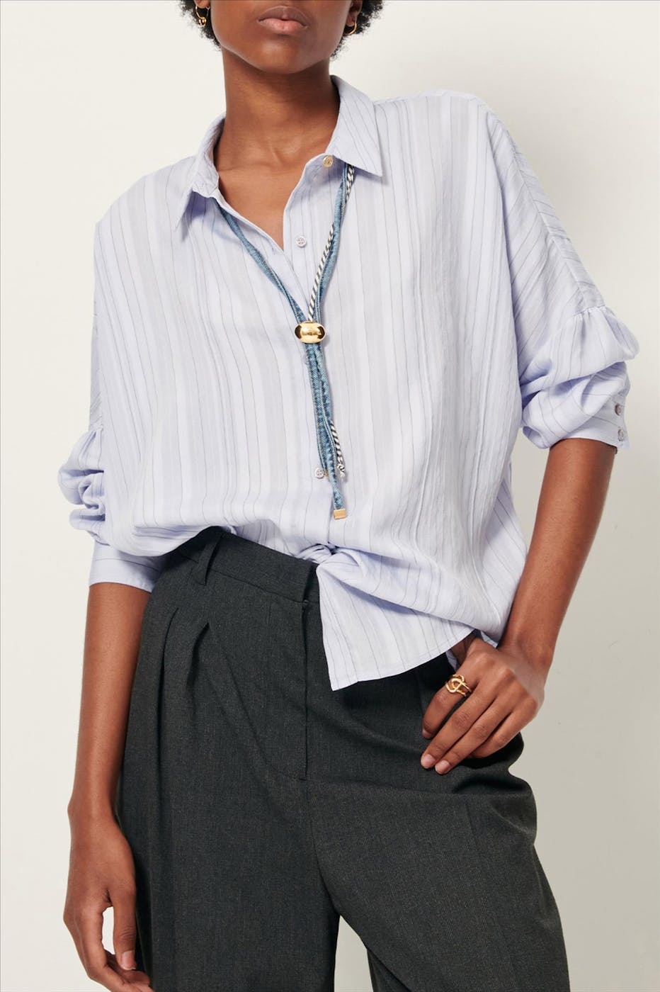 Sessùn - Lichtblauwe Botan blouse