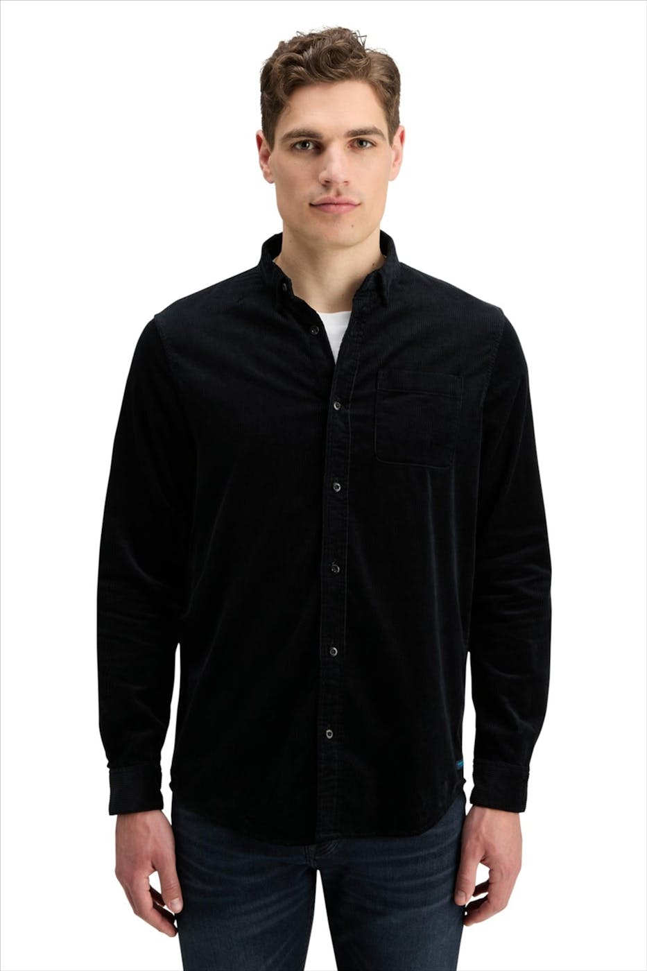Scotch & Soda - Zwart Solid Corduroy hemd